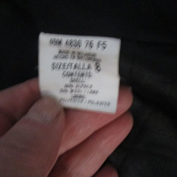 bert and mort classic black alpaca wool blend coat lined winter 8 s m - Picture 3 of 4